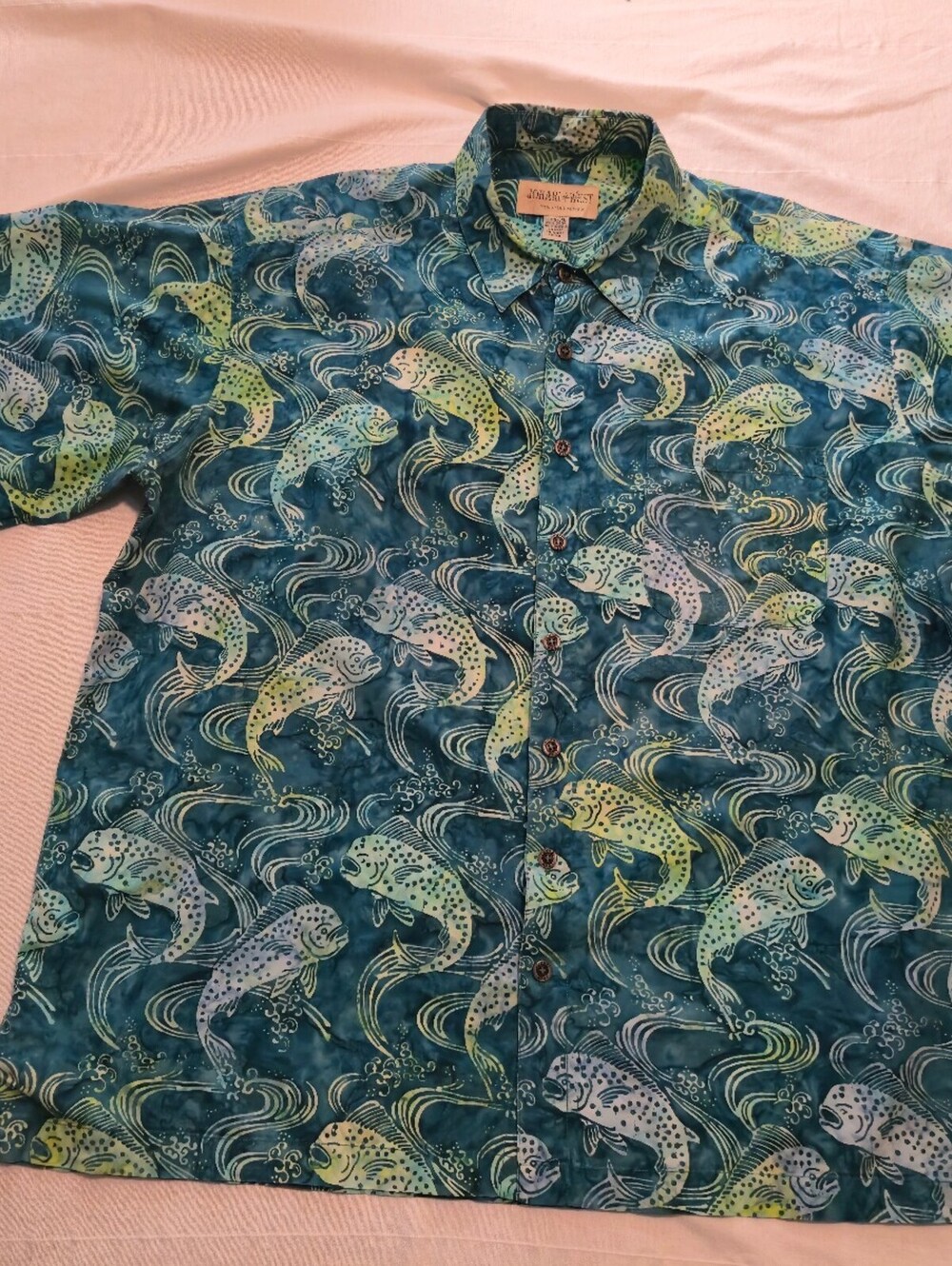 Johari West Natural Leisure Wear Men's 3XL Cotton Button-Up Short Sleeve Shirt